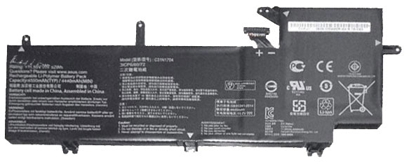 Datorbatteri Ersättning för  asus UX561UD-E2029T