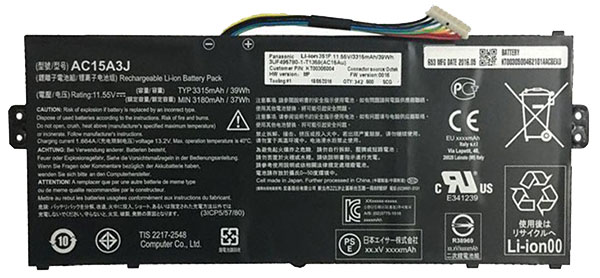 Datorbatteri Ersättning för ACER AC15A3J Datorbatteri Ersättning för ACER AC15A3J
