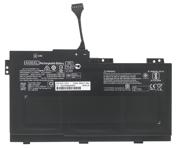 Datorbatteri Ersättning för  HP 808451-001