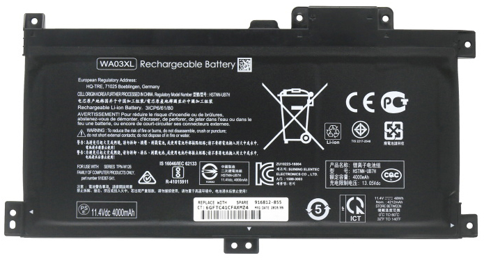 Datorbatteri Ersättning för  hp Pavilion-X360-15-br001TX